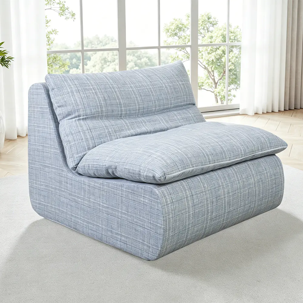 Sofa đơn màu xanh có đệm xốp có thể tháo rời